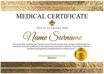 Image of Certificate of medical course completion for healthcare professional, design