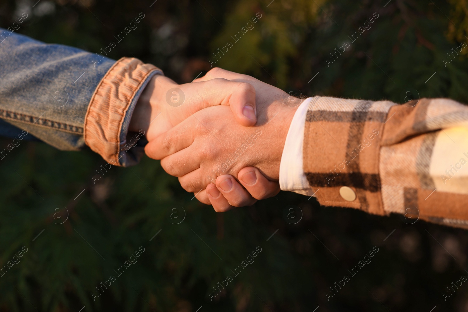 Photo of Help and support. People holding hands outdoors, closeup