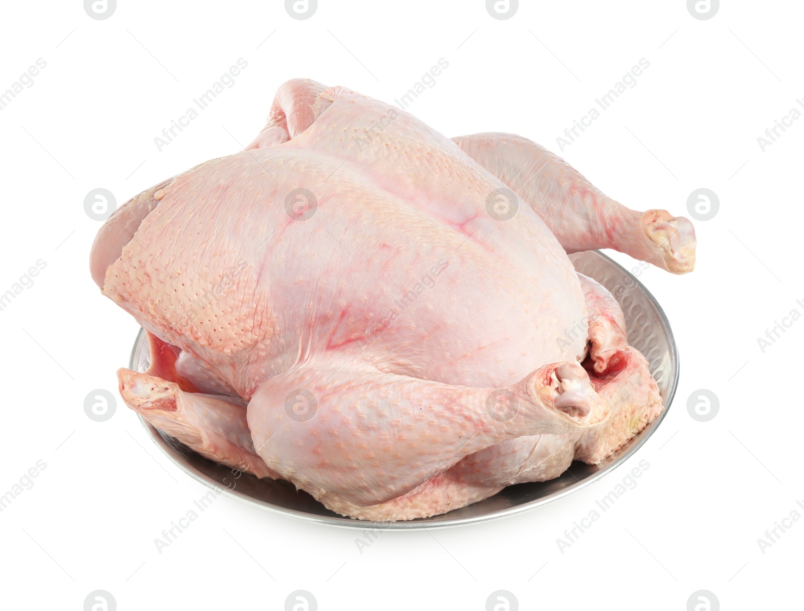 Photo of One whole raw turkey isolated on white