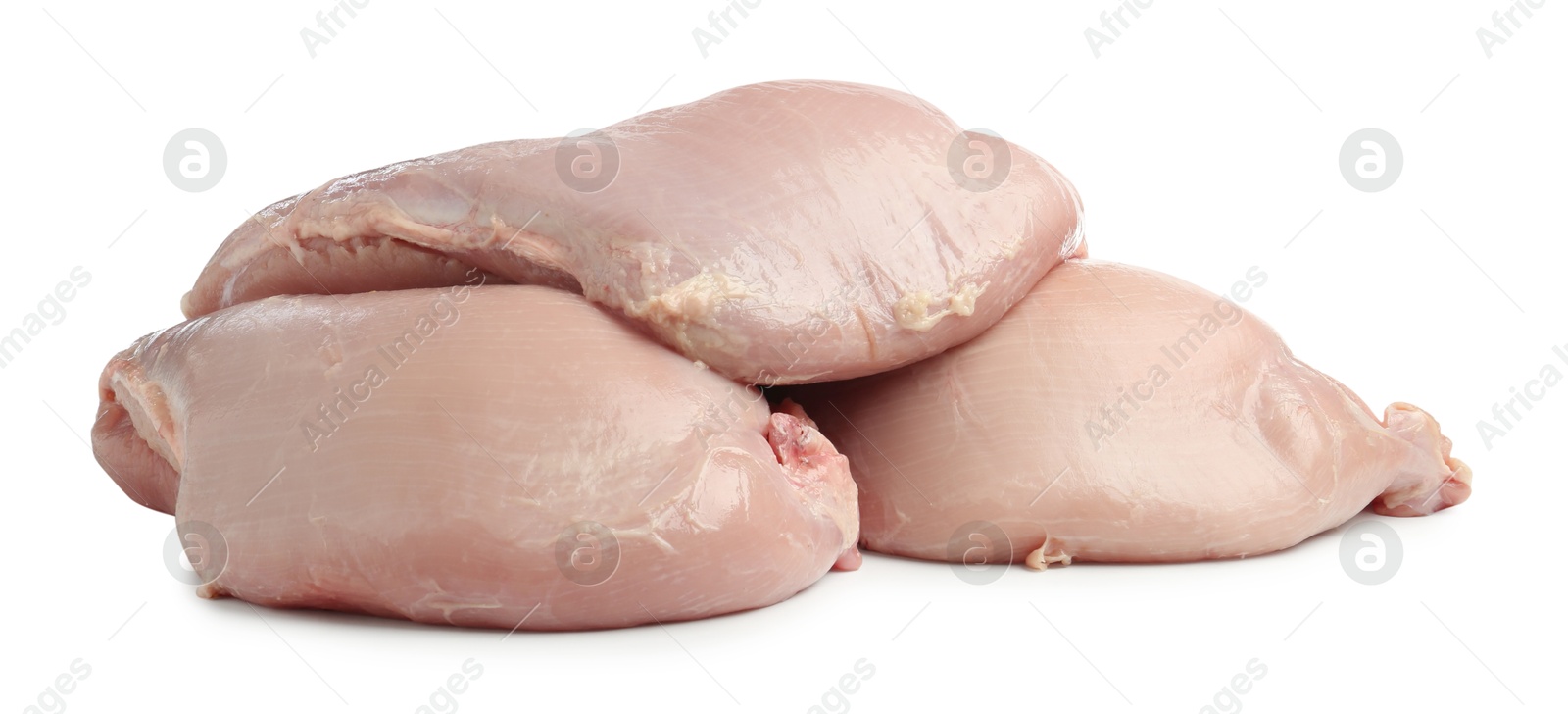 Photo of Three raw turkey breasts isolated on white