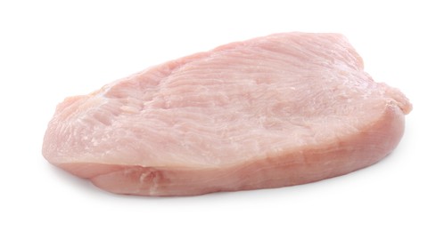 Photo of Piece of raw turkey meat isolated on white