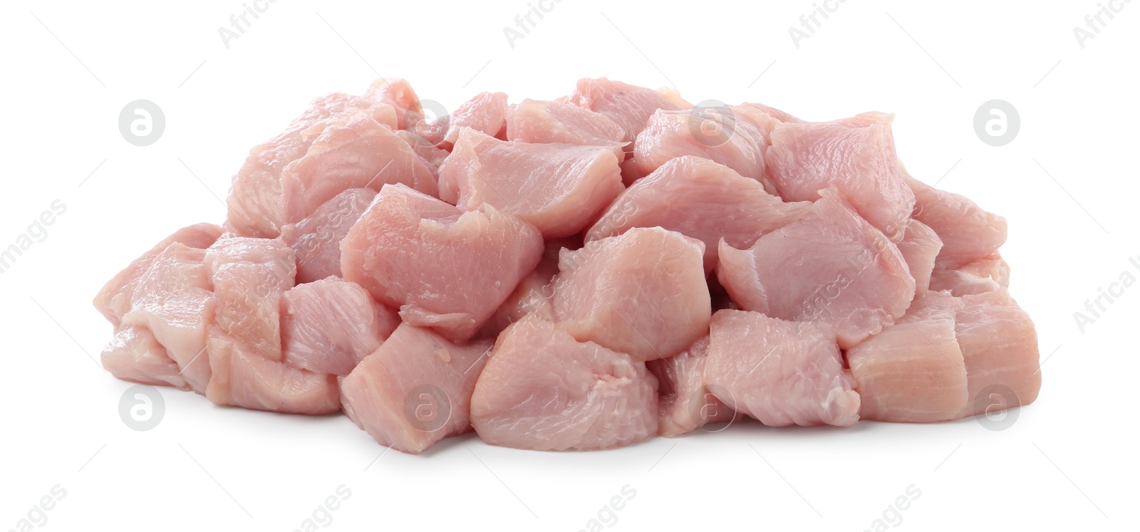 Photo of Pieces of raw turkey meat isolated on white