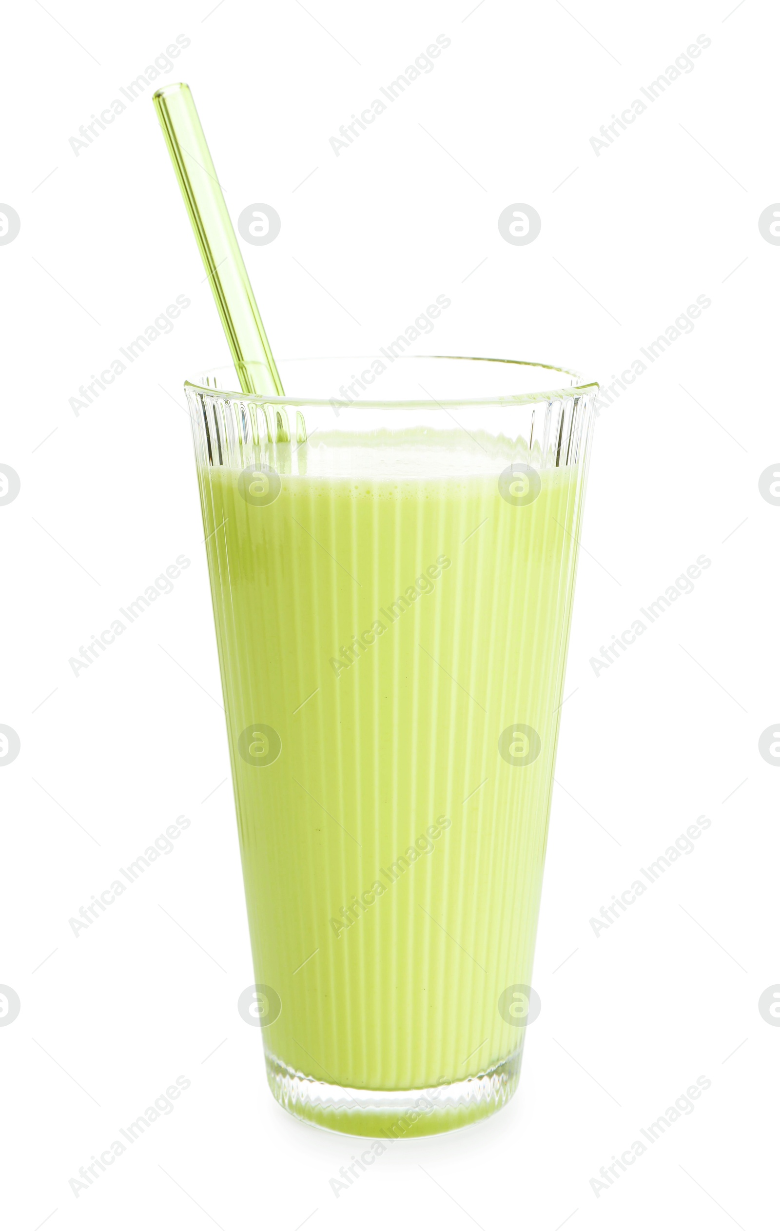 Fresh mung bean juice in glass isolated on white Photo of Fresh mung bean juice in glass isolated on white