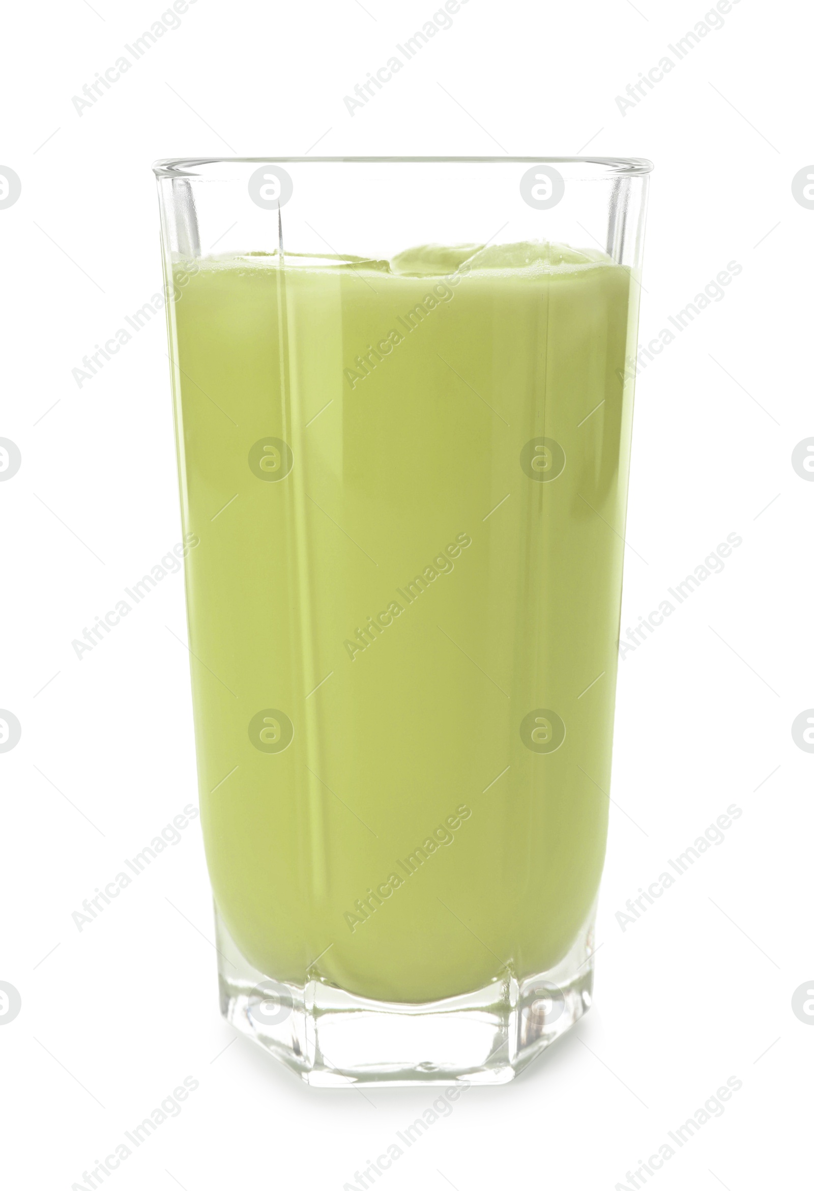 Fresh mung bean juice in glass isolated on white Photo of Fresh mung bean juice in glass isolated on white