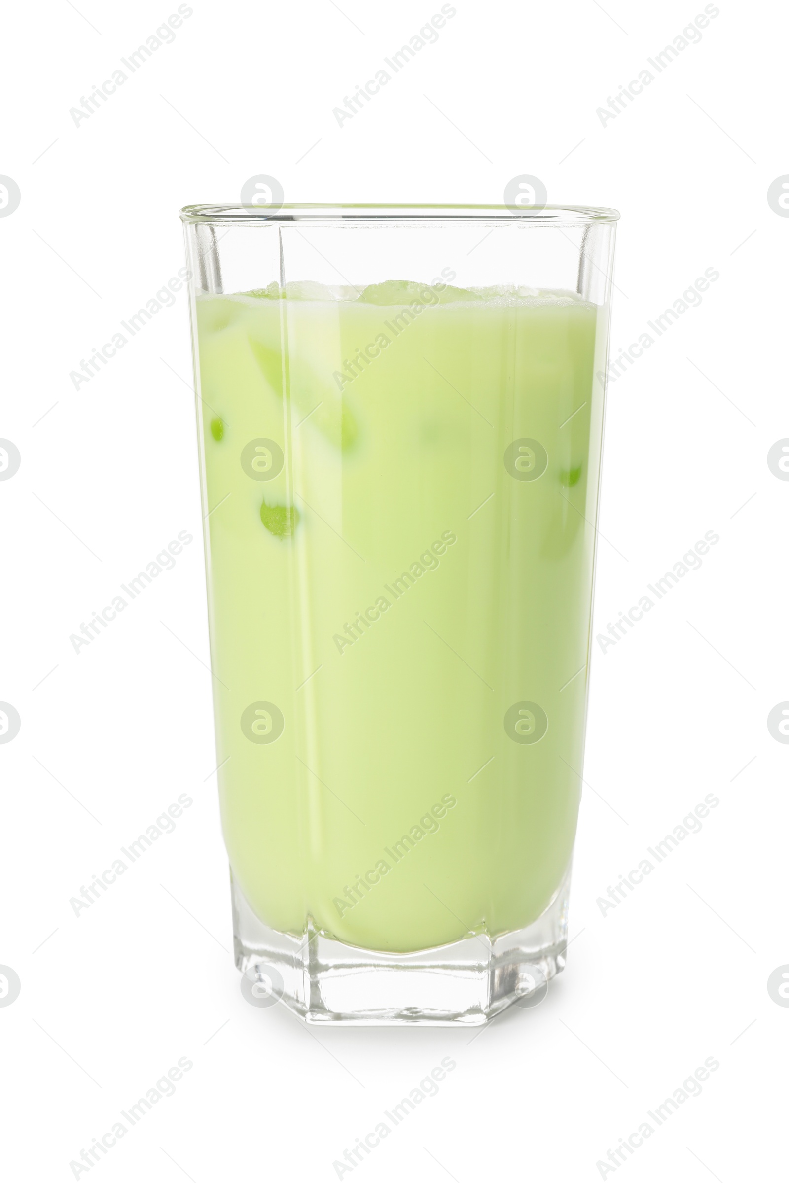 Fresh mung bean juice in glass isolated on white Photo of Fresh mung bean juice in glass isolated on white