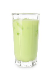 Photo of Fresh mung bean juice in glass isolated on white