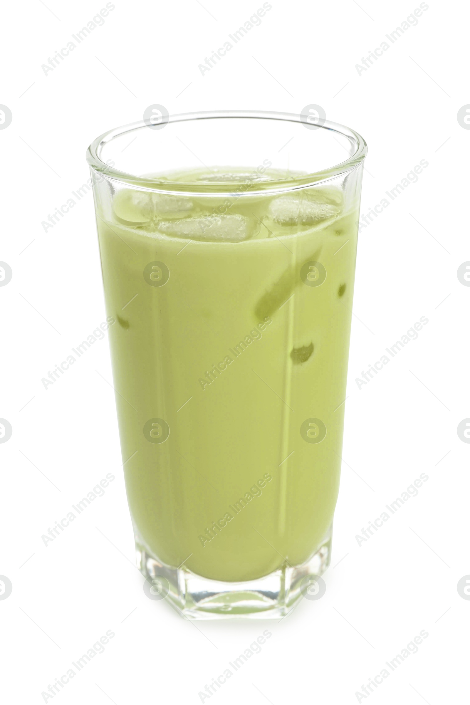 Fresh mung bean juice in glass isolated on white Photo of Fresh mung bean juice in glass isolated on white