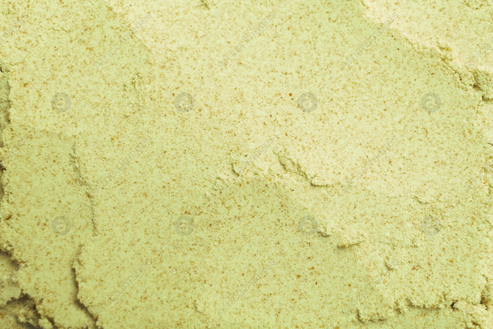 Photo of Dry wasabi powder as background, top view