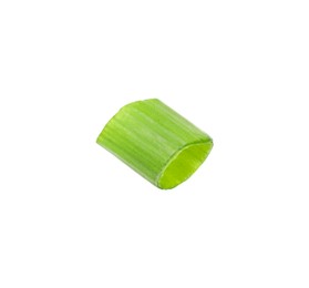 Photo of Piece of fresh chopped green onion isolated on white