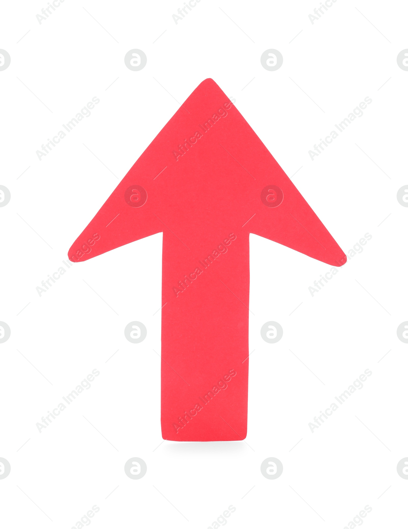 Photo of One red paper arrow isolated on white