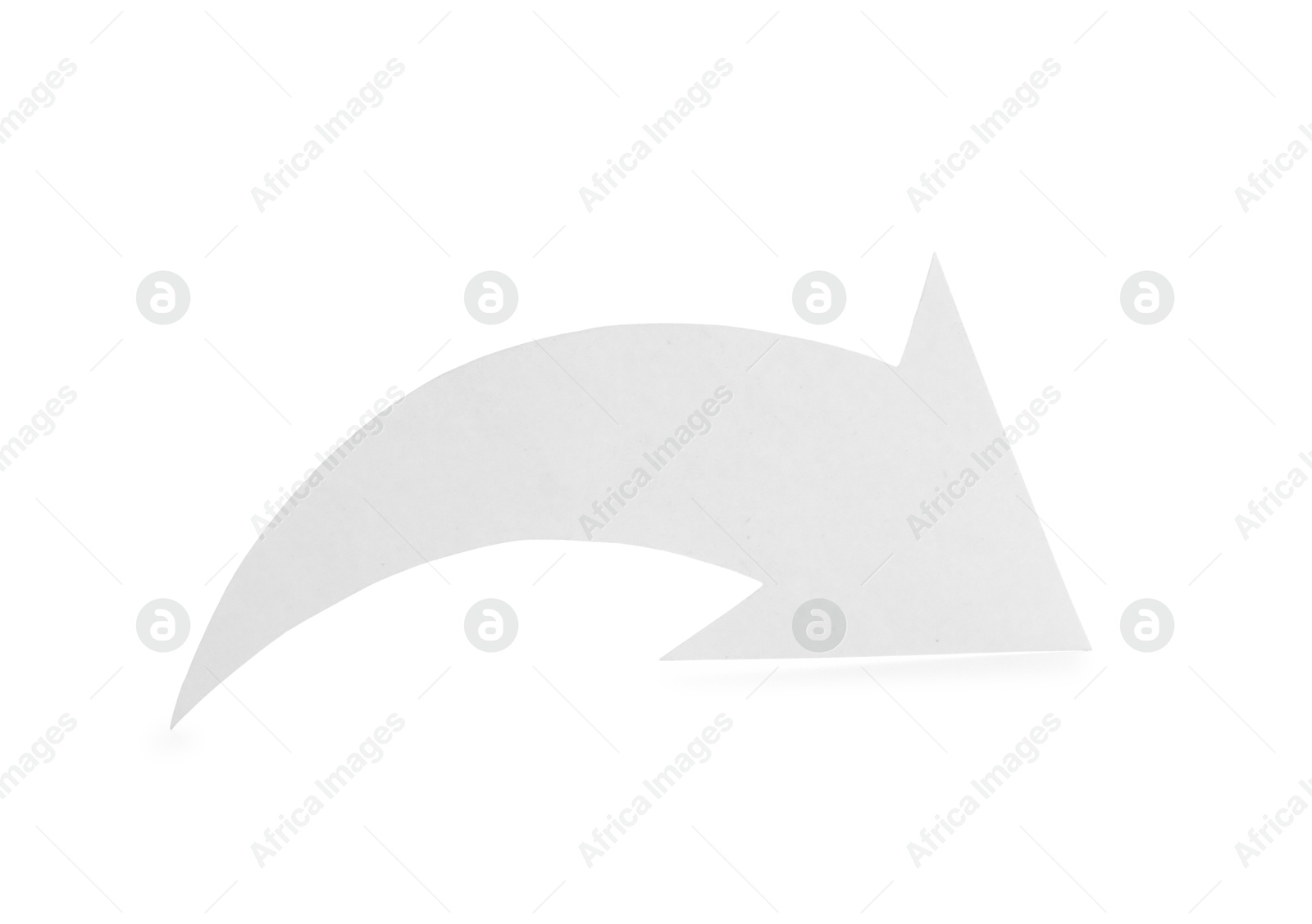 Photo of One cutout paper arrow isolated on white