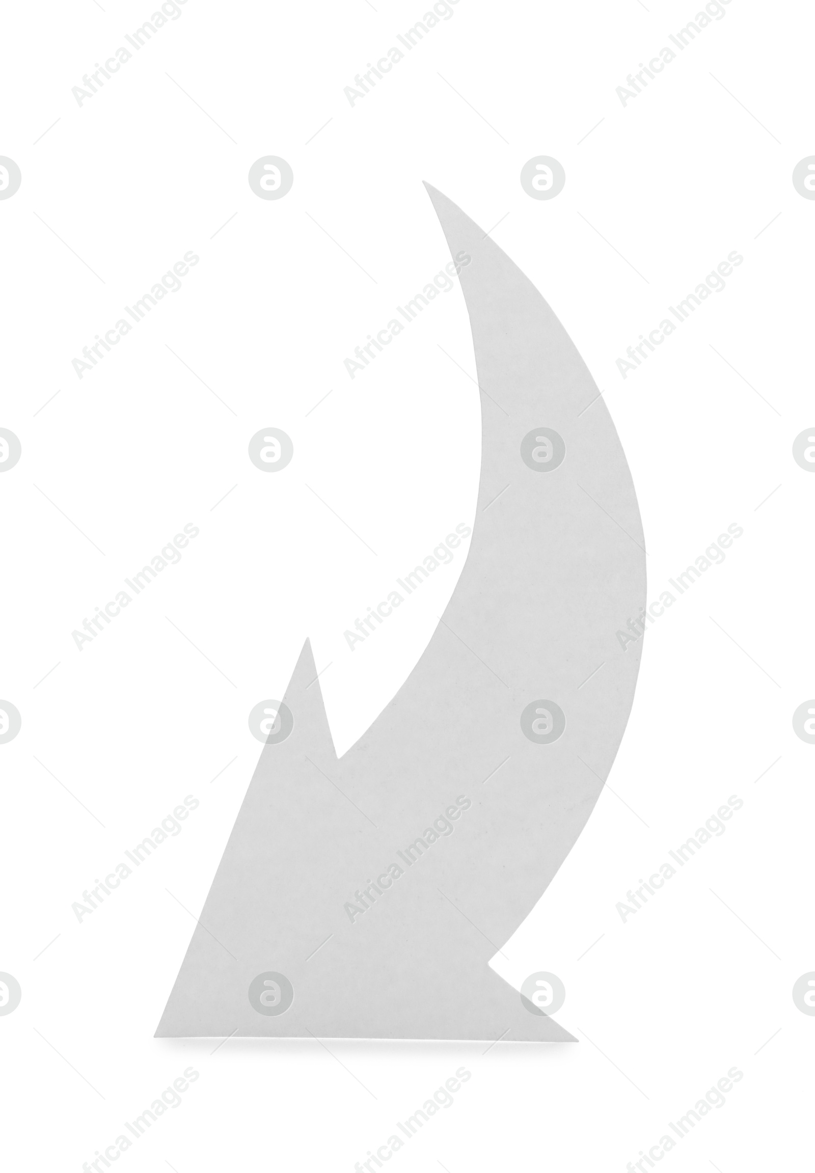 Photo of One cutout paper arrow isolated on white