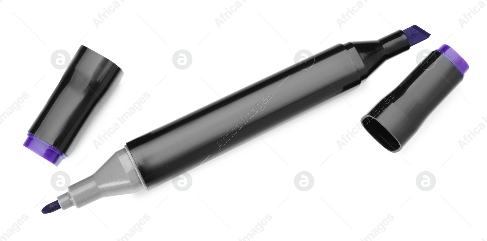 Photo of One double sided marker isolated on white, top view