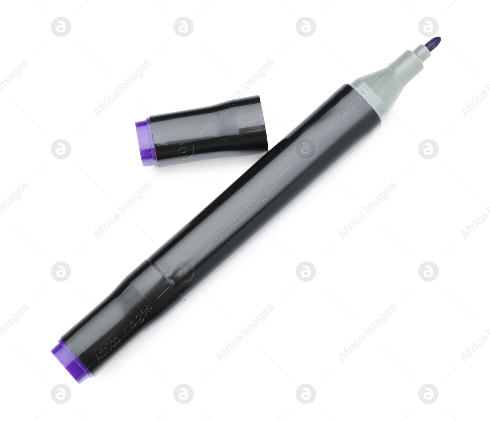 Photo of One double sided marker isolated on white, top view