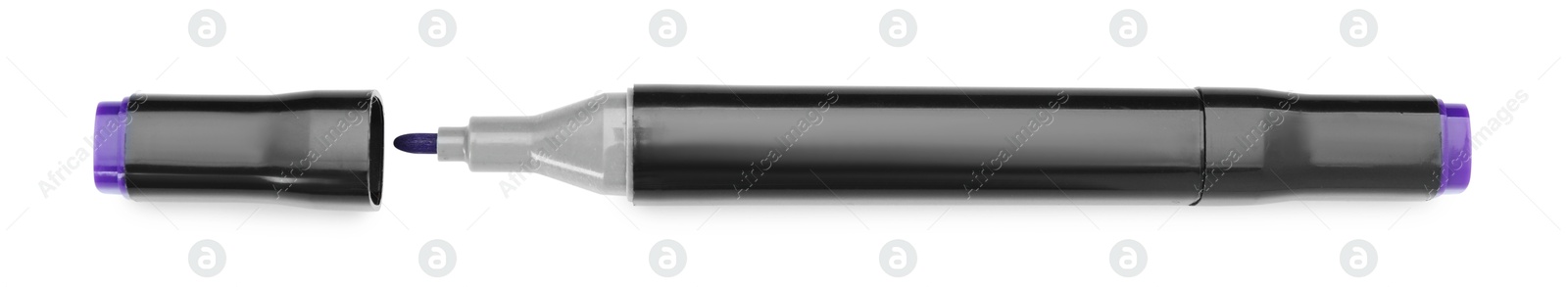 Photo of One double sided marker isolated on white, top view