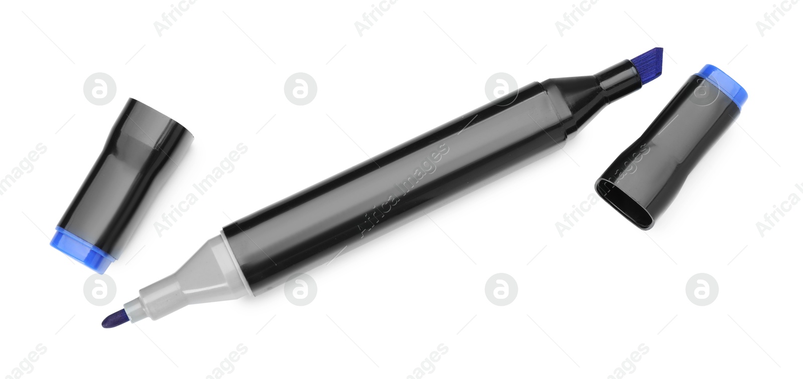 Photo of One double sided marker isolated on white, top view