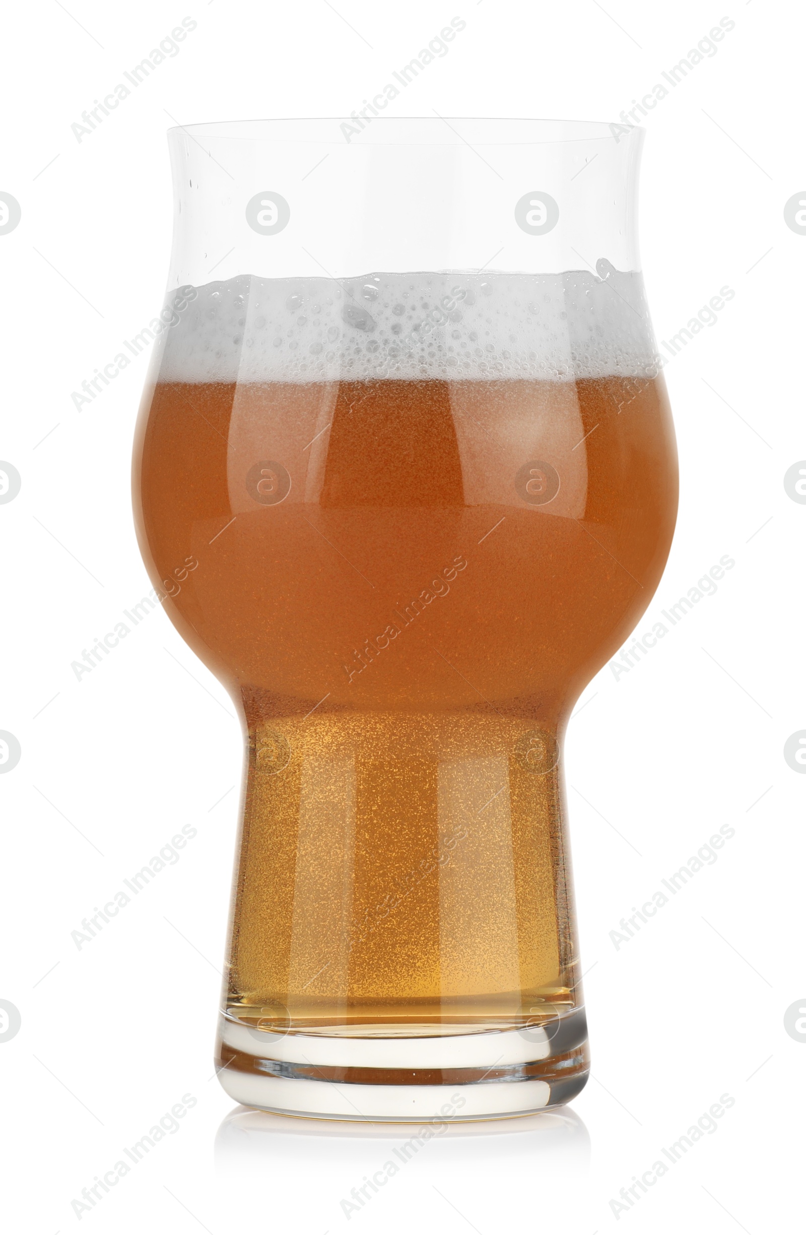 Photo of Glass of fresh beer with foam isolated on white