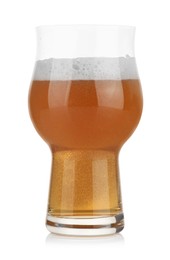 Photo of Glass of fresh beer with foam isolated on white