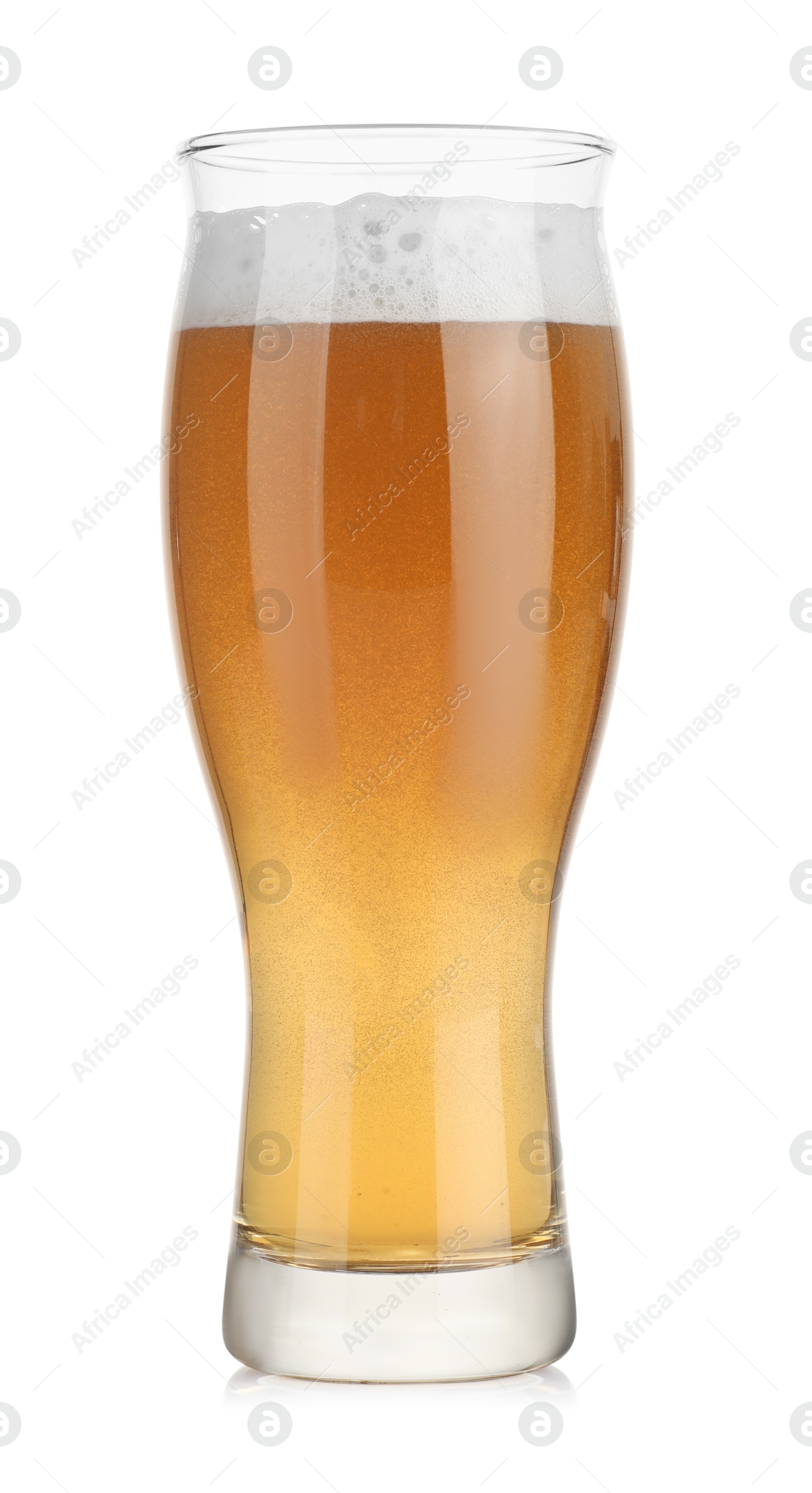 Photo of Glass of fresh beer with foam isolated on white