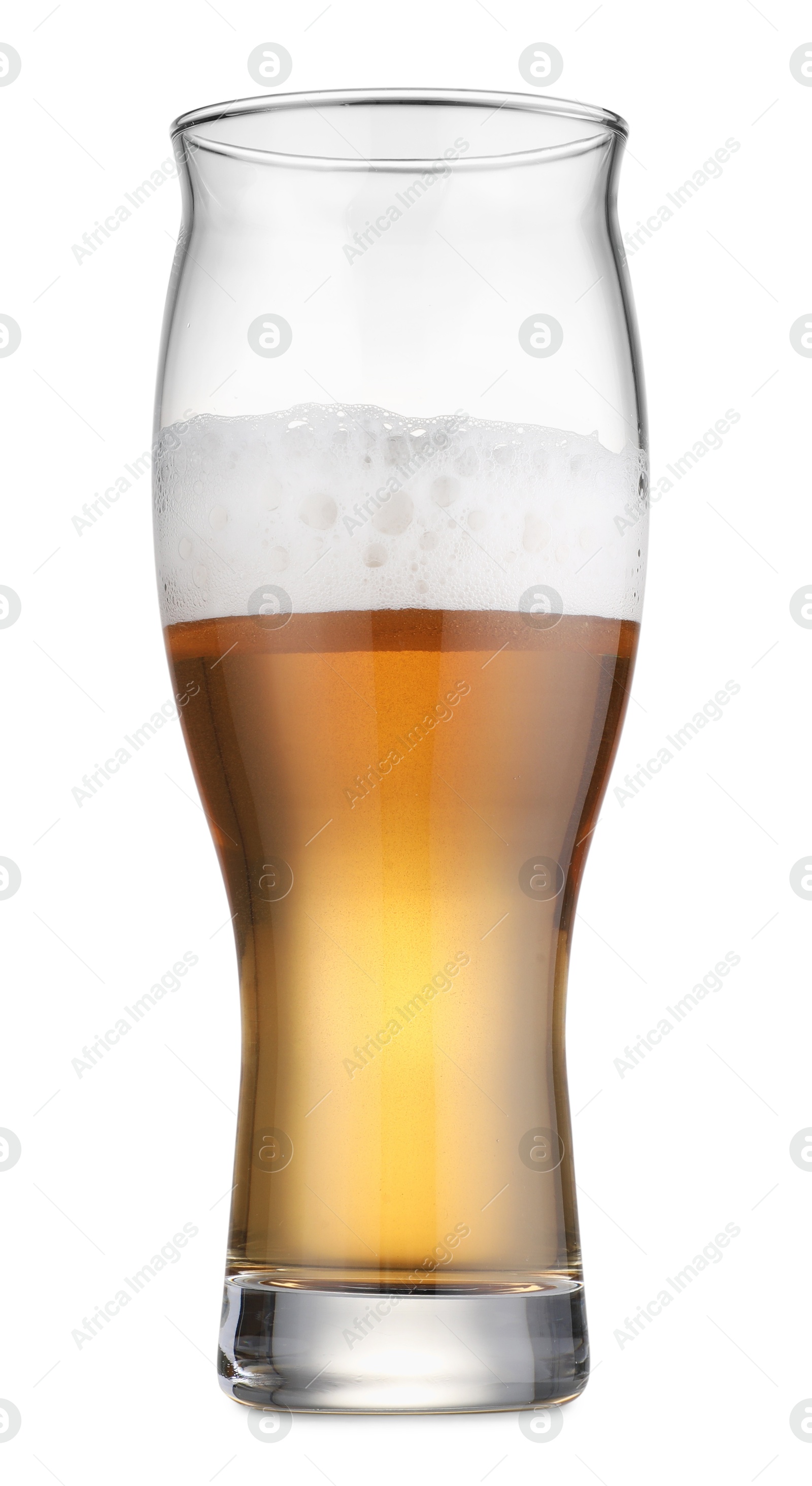 Photo of Glass of fresh beer with foam isolated on white