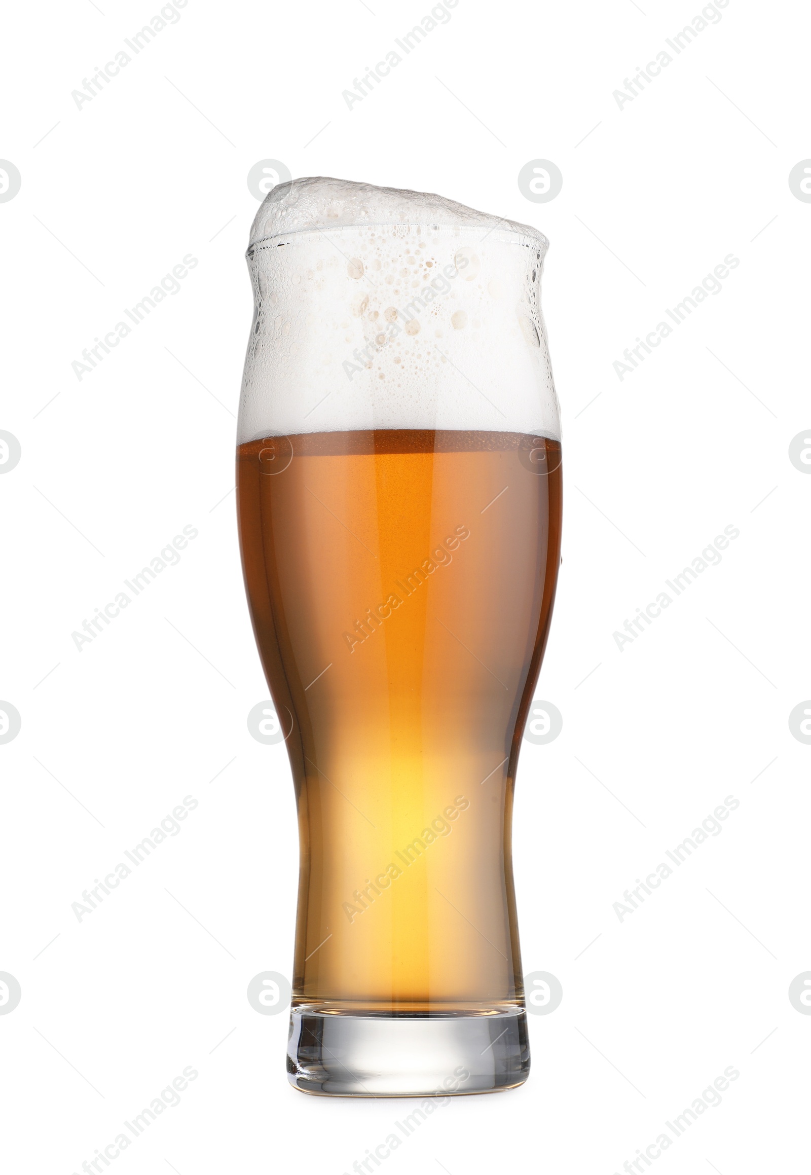 Photo of Glass of fresh beer with foam isolated on white