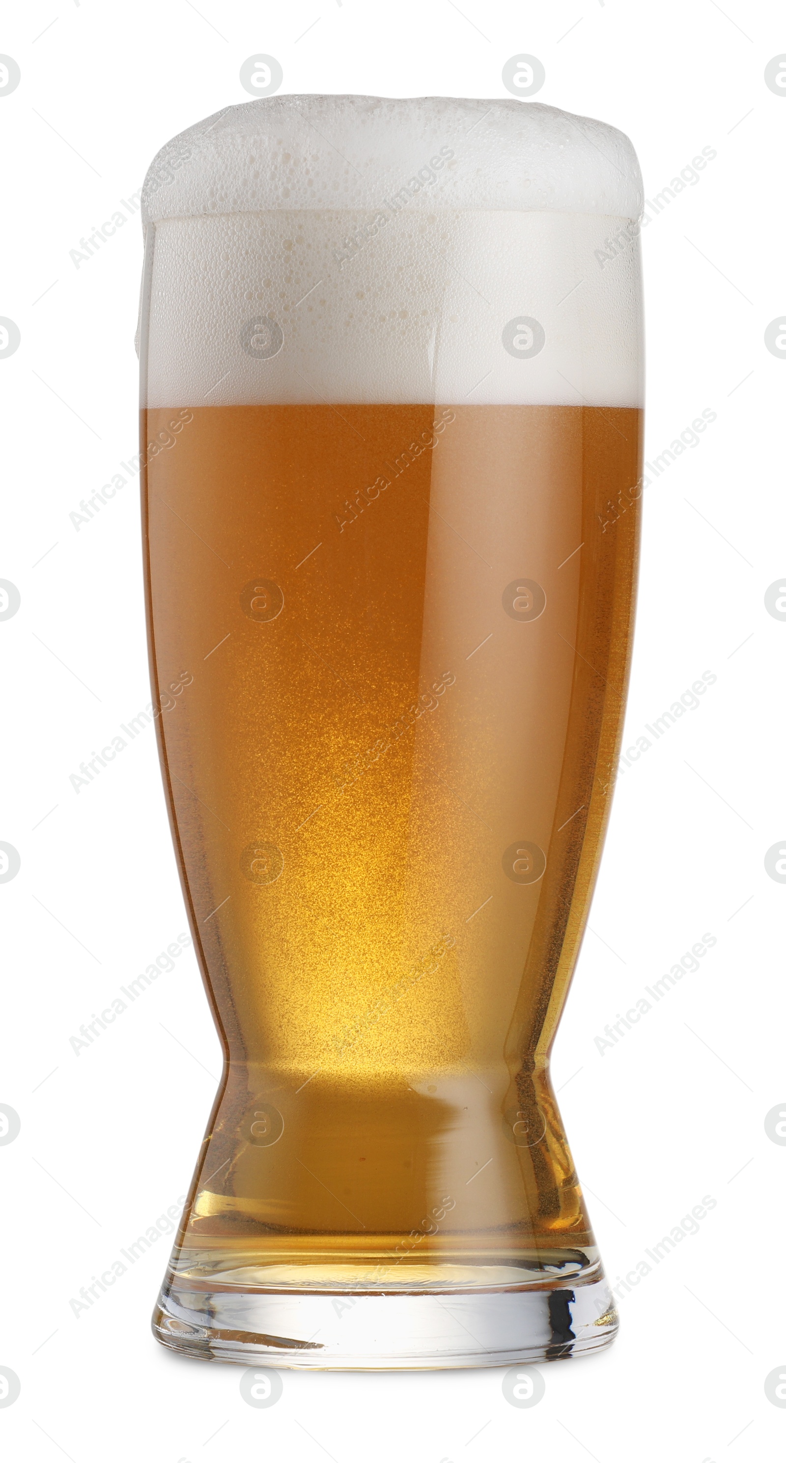 Photo of Glass of fresh beer with foam isolated on white