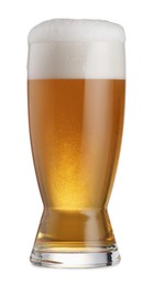 Glass of fresh beer with foam isolated on white