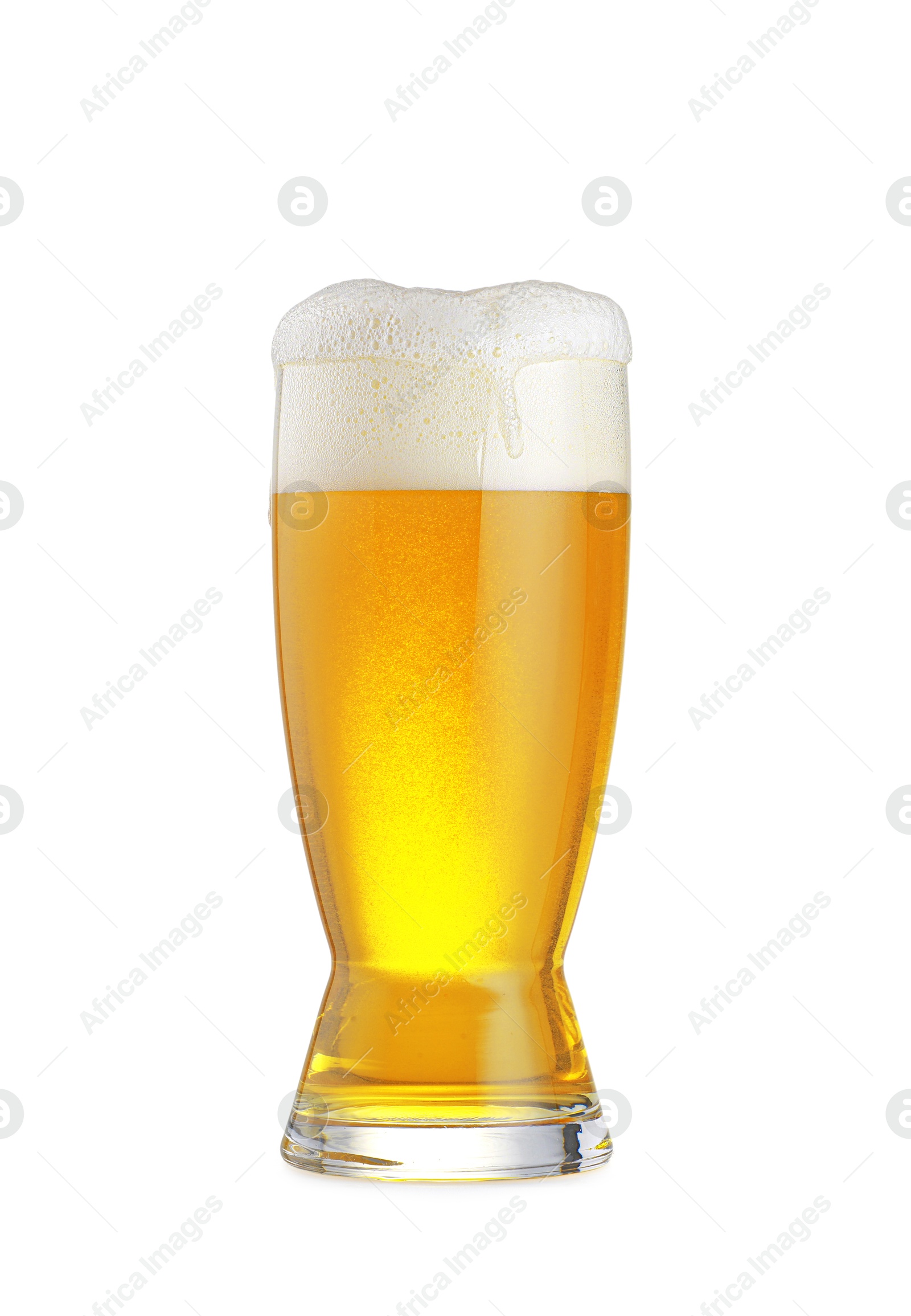 Photo of Glass of fresh beer with foam isolated on white