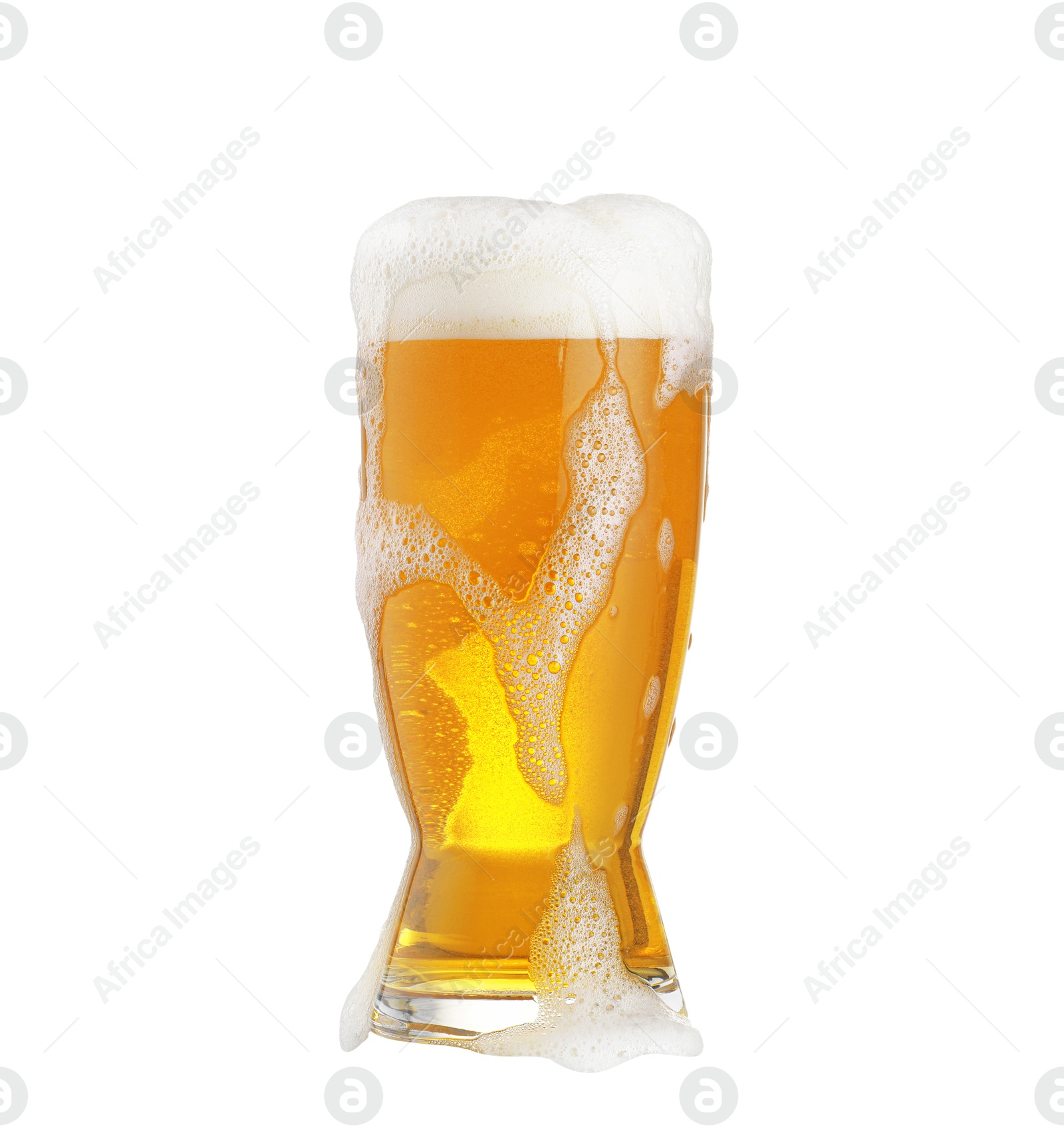 Photo of Glass of fresh beer with foam isolated on white