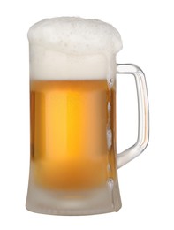 Photo of Glass mug of fresh beer with foam isolated on white