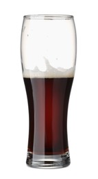 Photo of Half full glass of beer isolated on white