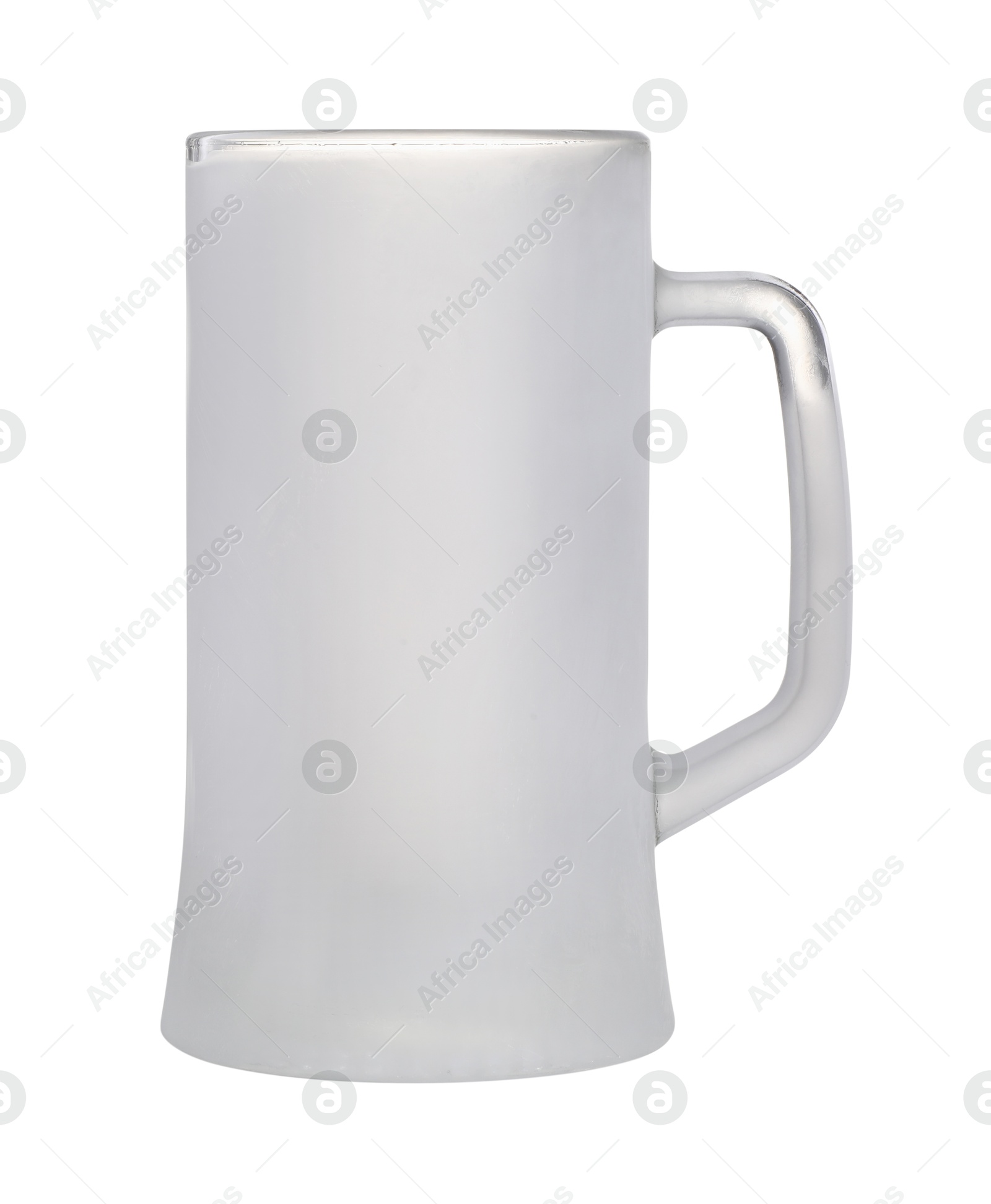 Photo of One empty beer mug isolated on white