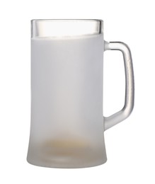 Photo of Almost empty mug of beer isolated on white