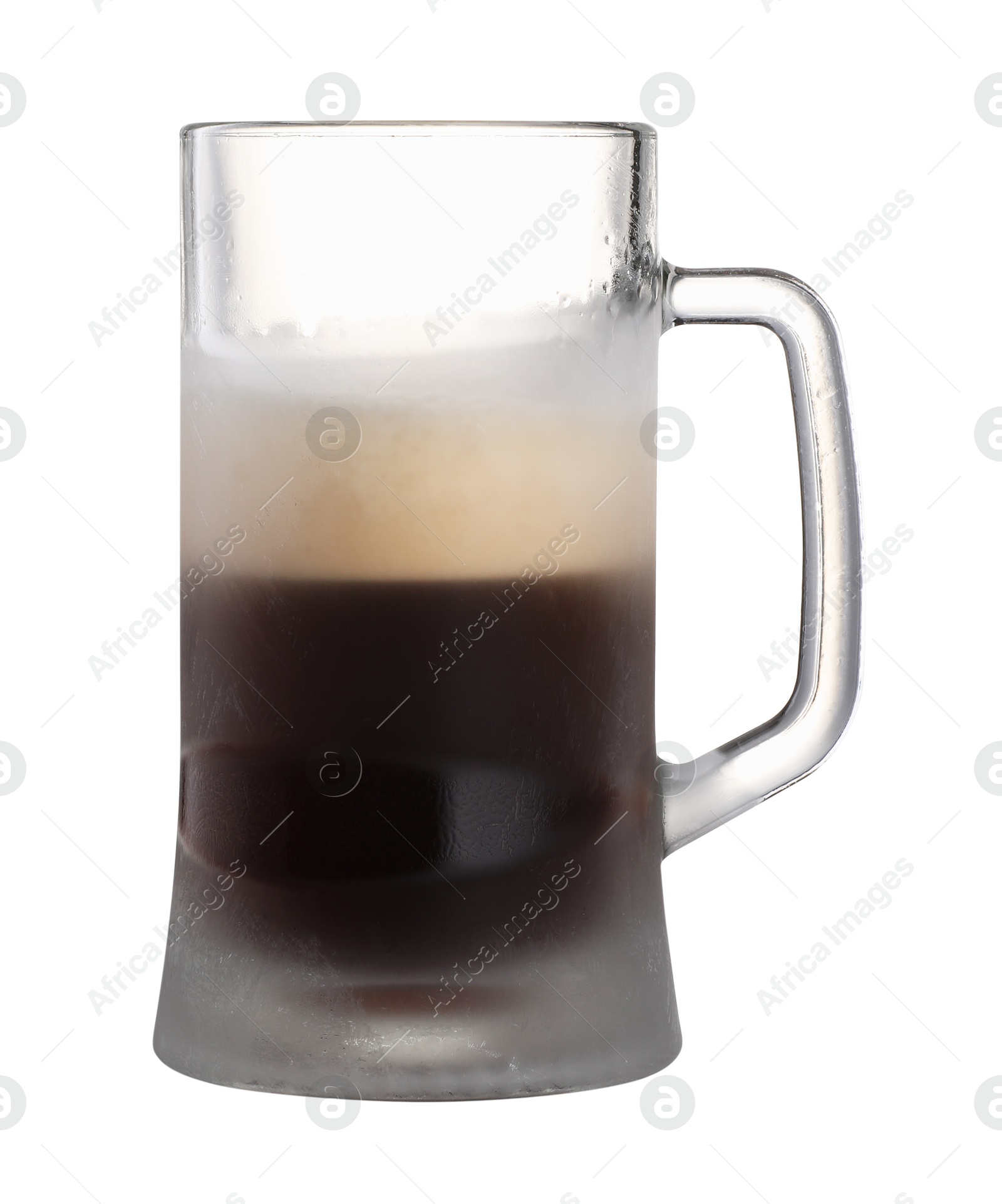 Photo of Half full mug of beer isolated on white