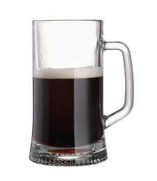 Half full mug of beer isolated on white