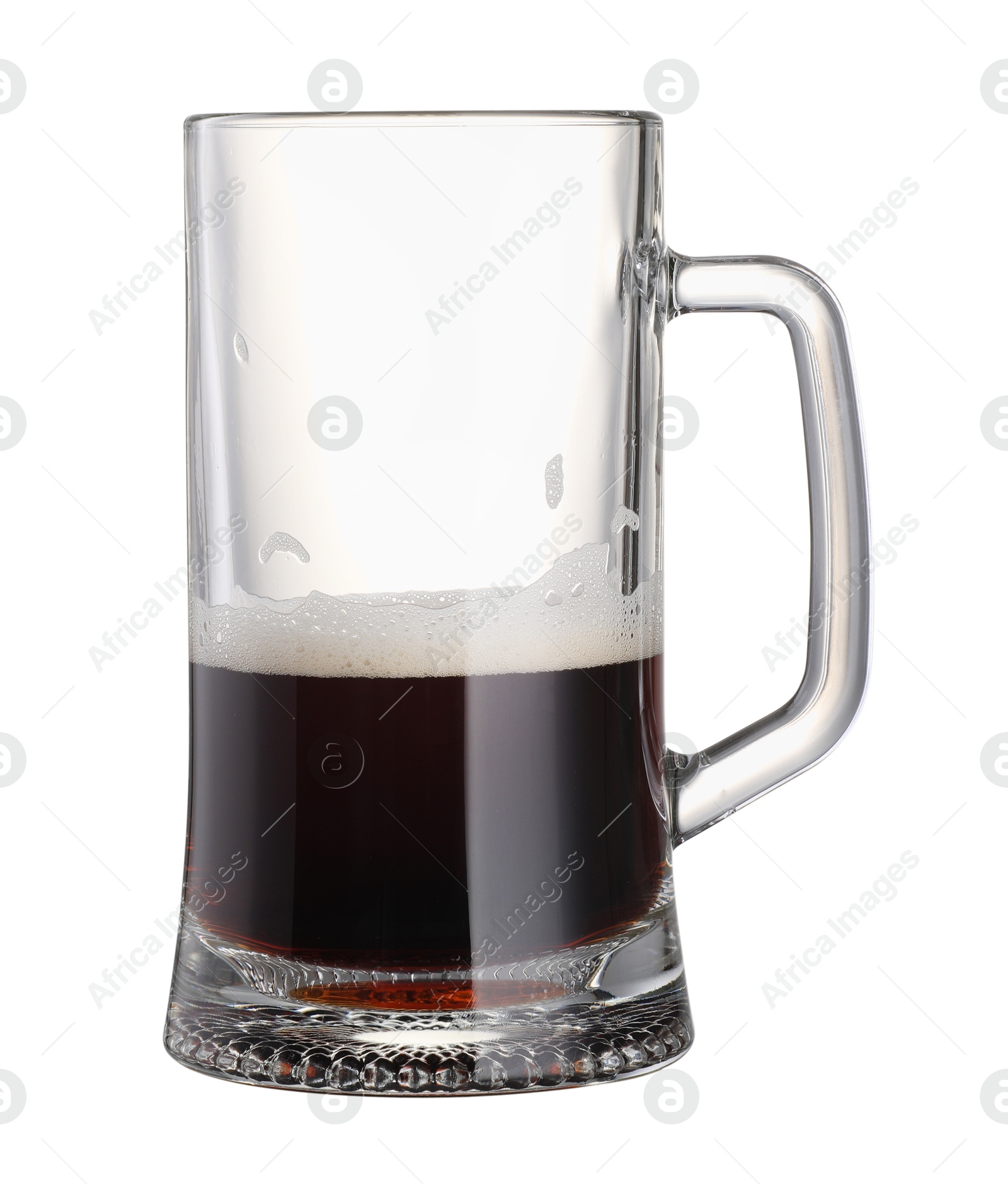 Photo of Half full mug of beer isolated on white