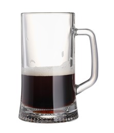 Photo of Half full mug of beer isolated on white