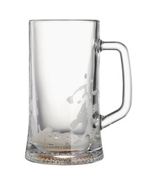 One empty beer mug isolated on white