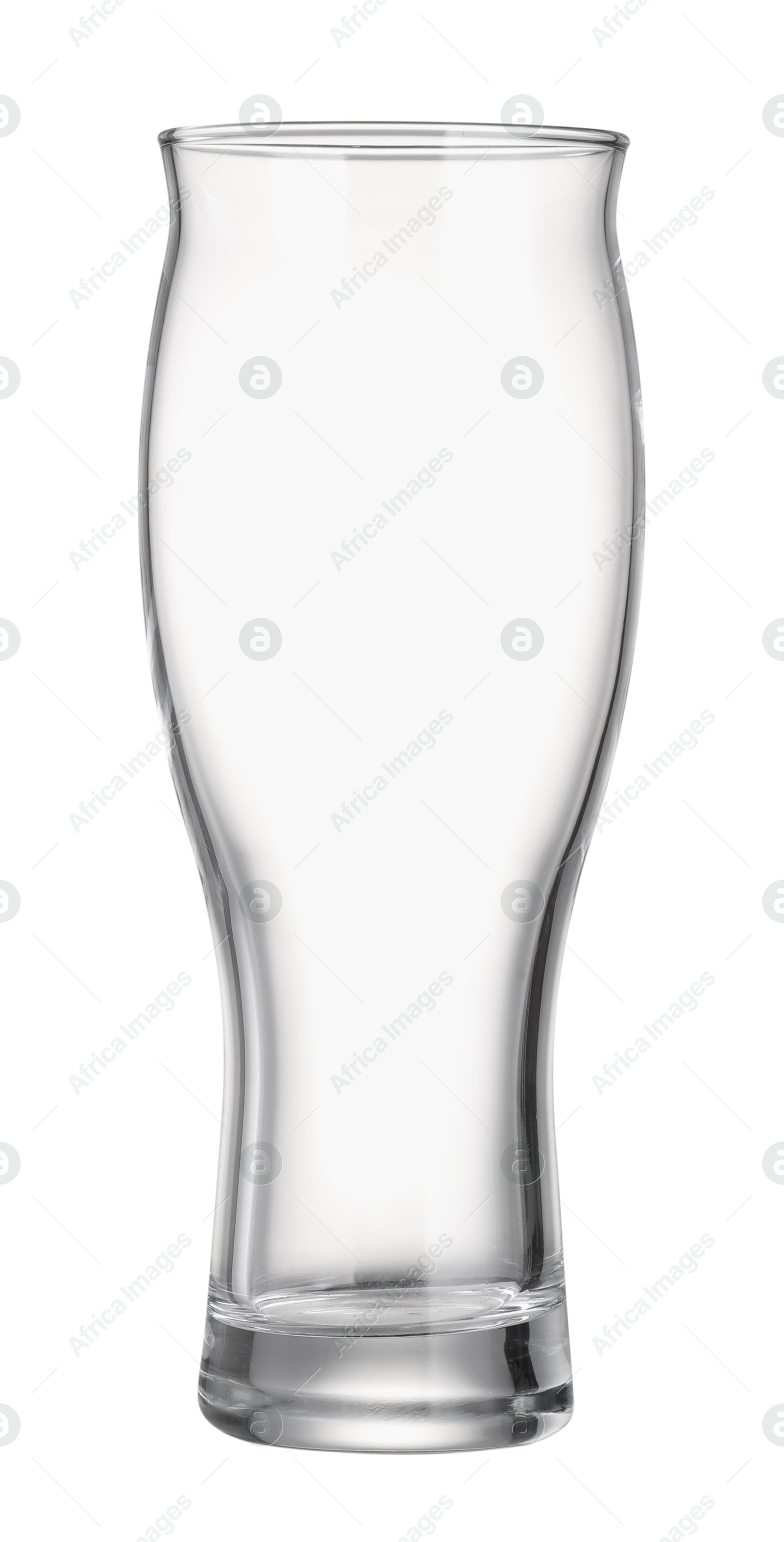 Photo of One empty beer glass isolated on white