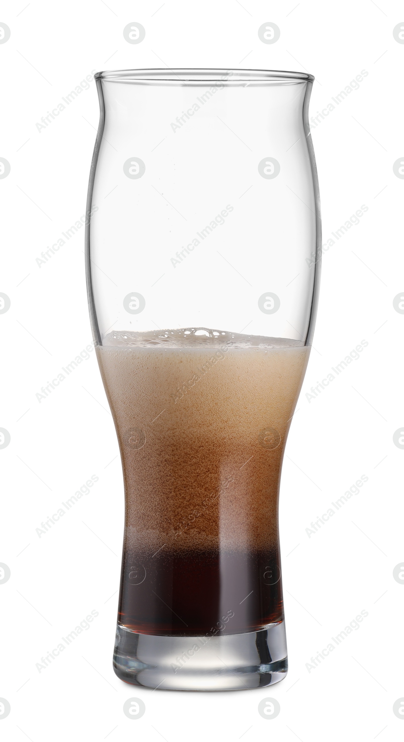 Photo of Half full glass of beer isolated on white