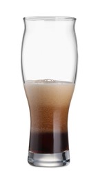 Photo of Half full glass of beer isolated on white