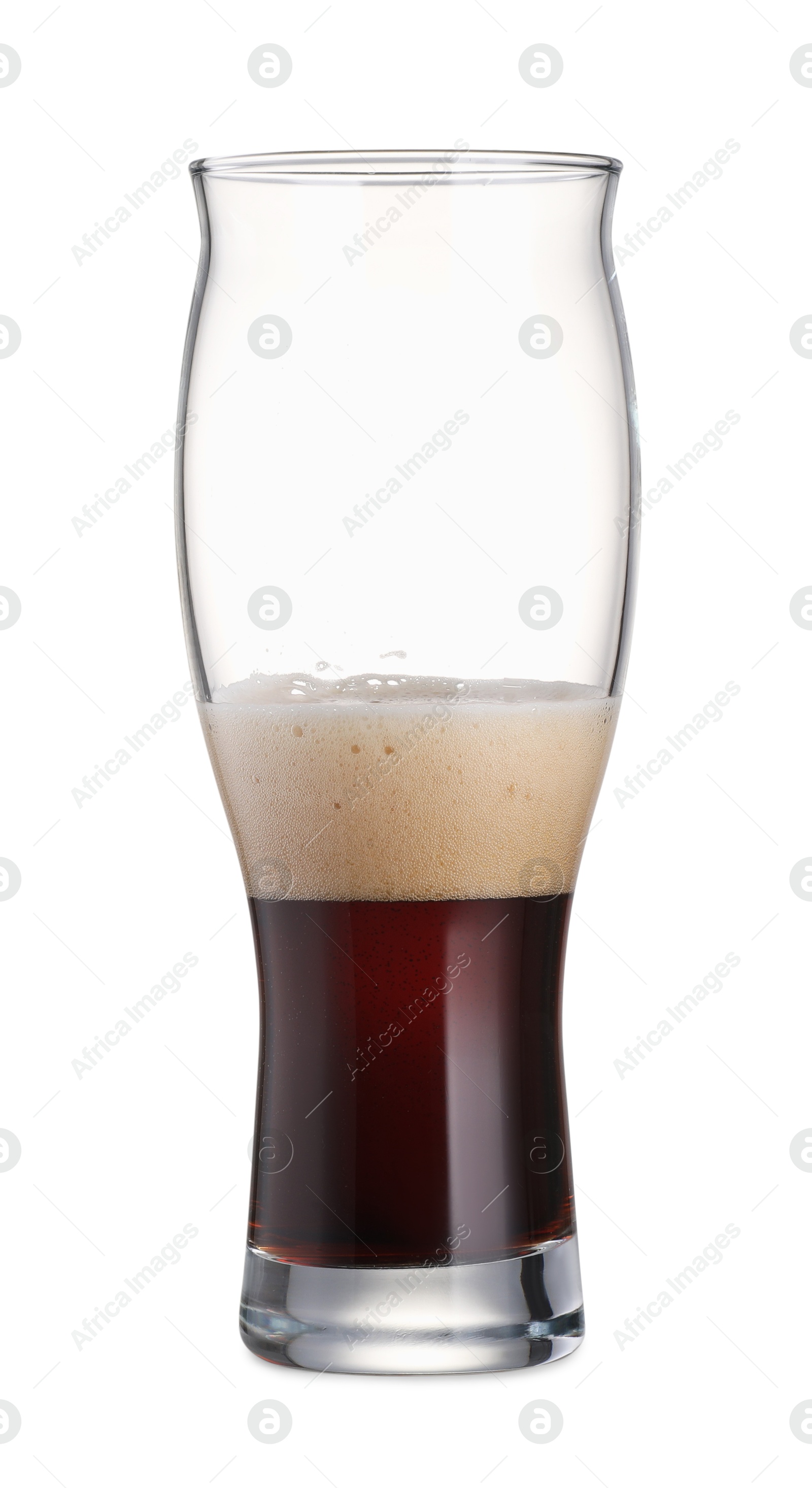 Photo of Half full glass of beer isolated on white