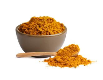 Image of Turmeric powder isolated on white. Aromatic spice