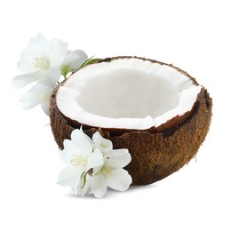 Image of Coconut and jasmine flowers isolated on white