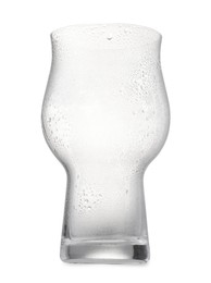 One empty beer glass isolated on white