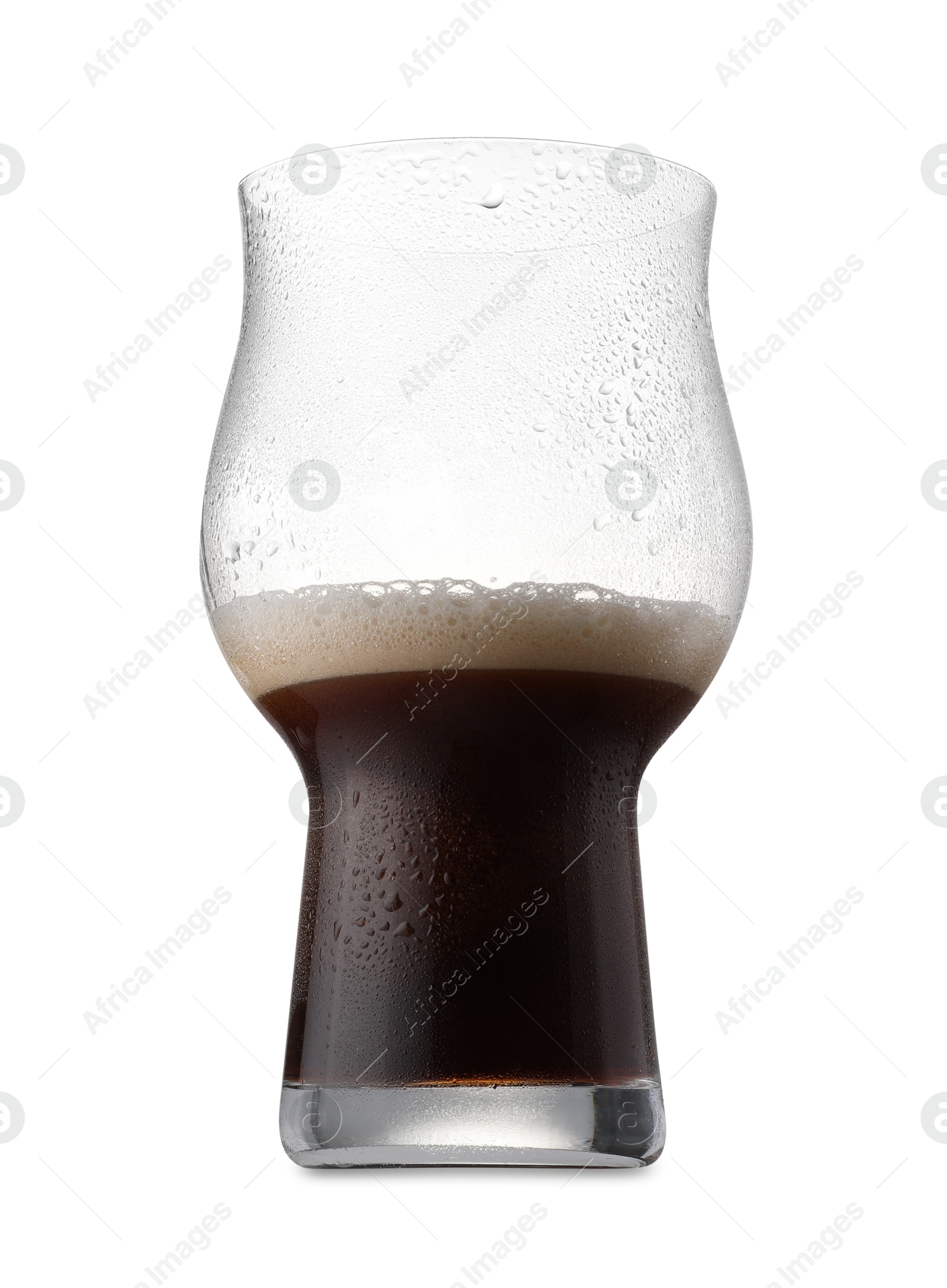 Photo of Half full glass of beer isolated on white