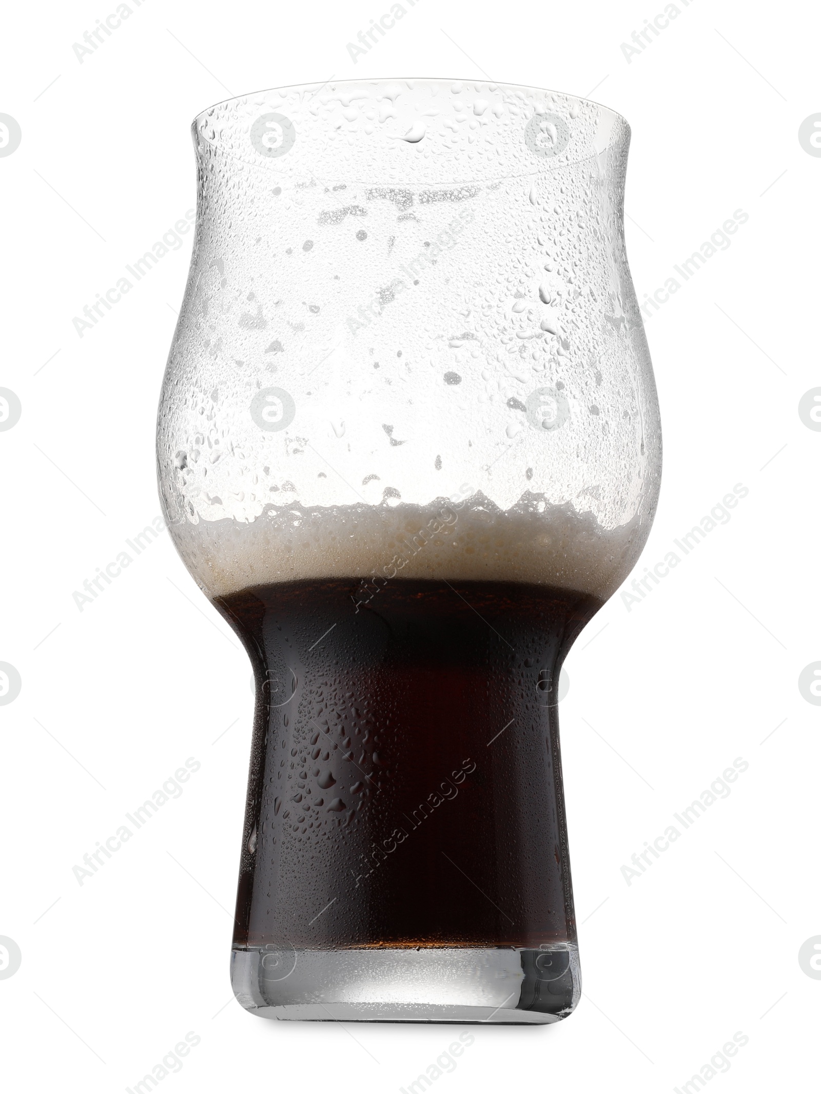 Photo of Half full glass of beer isolated on white