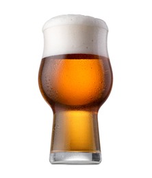 Full glass of beer isolated on white