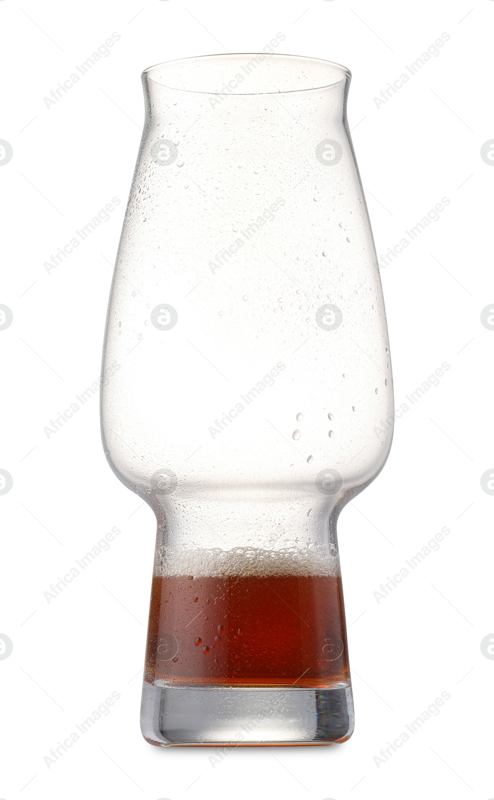 Photo of Almost empty glass of beer isolated on white