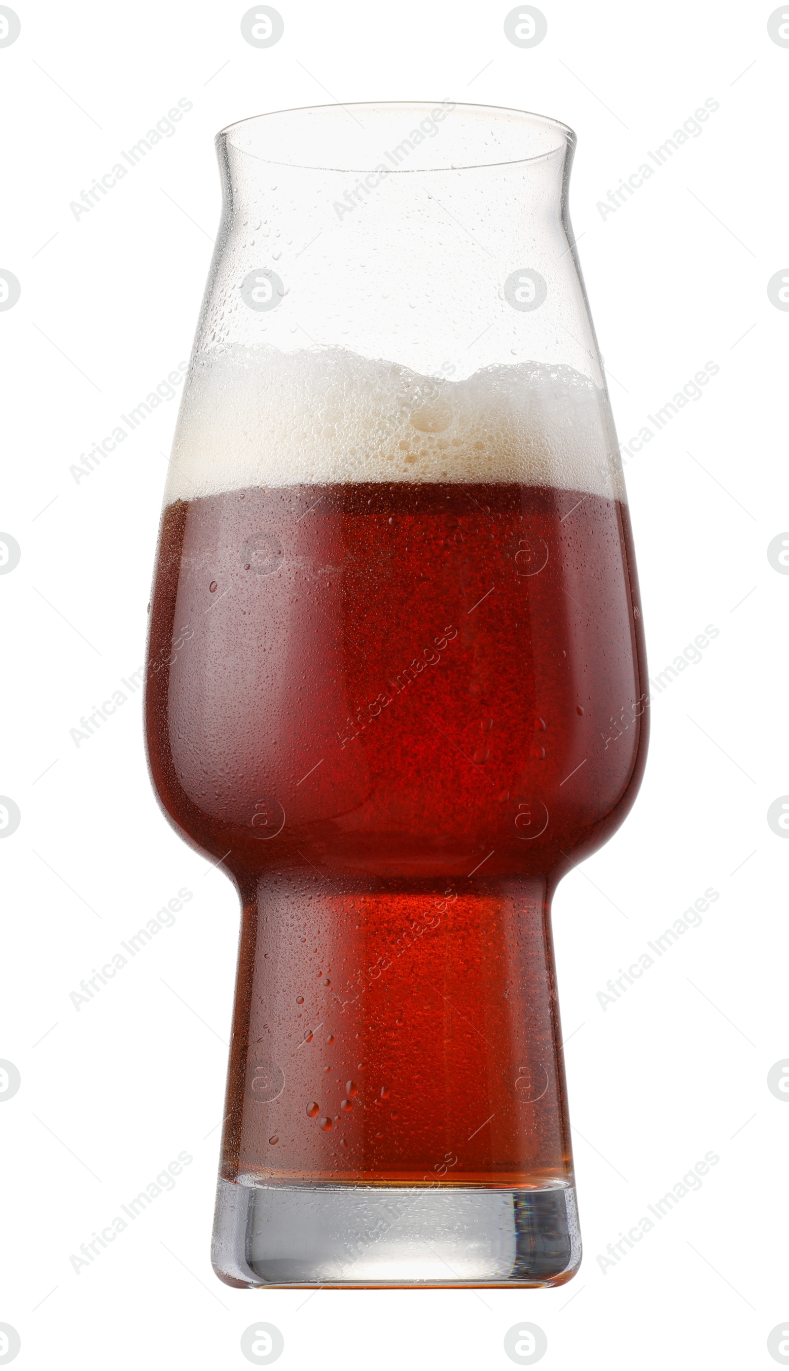 Photo of Half full glass of beer isolated on white